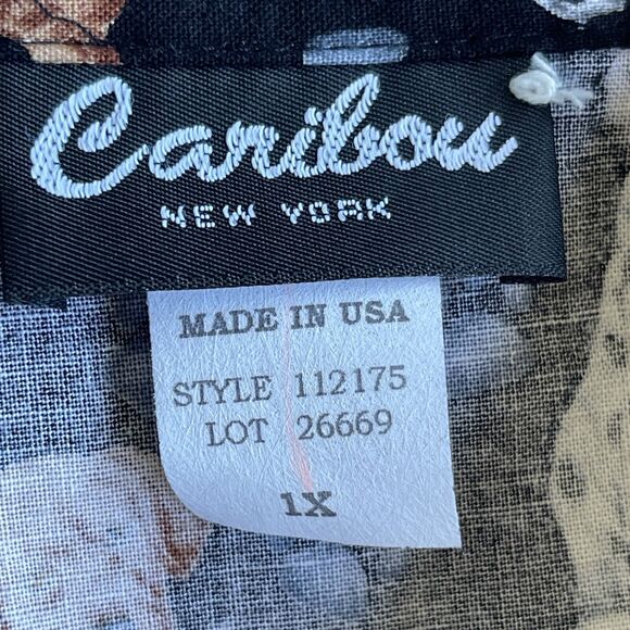 Vintage Caribou New York Button Up Shirt Womens Plus Size 1X Cats Dogs Paw Print - Picture 4 of 8